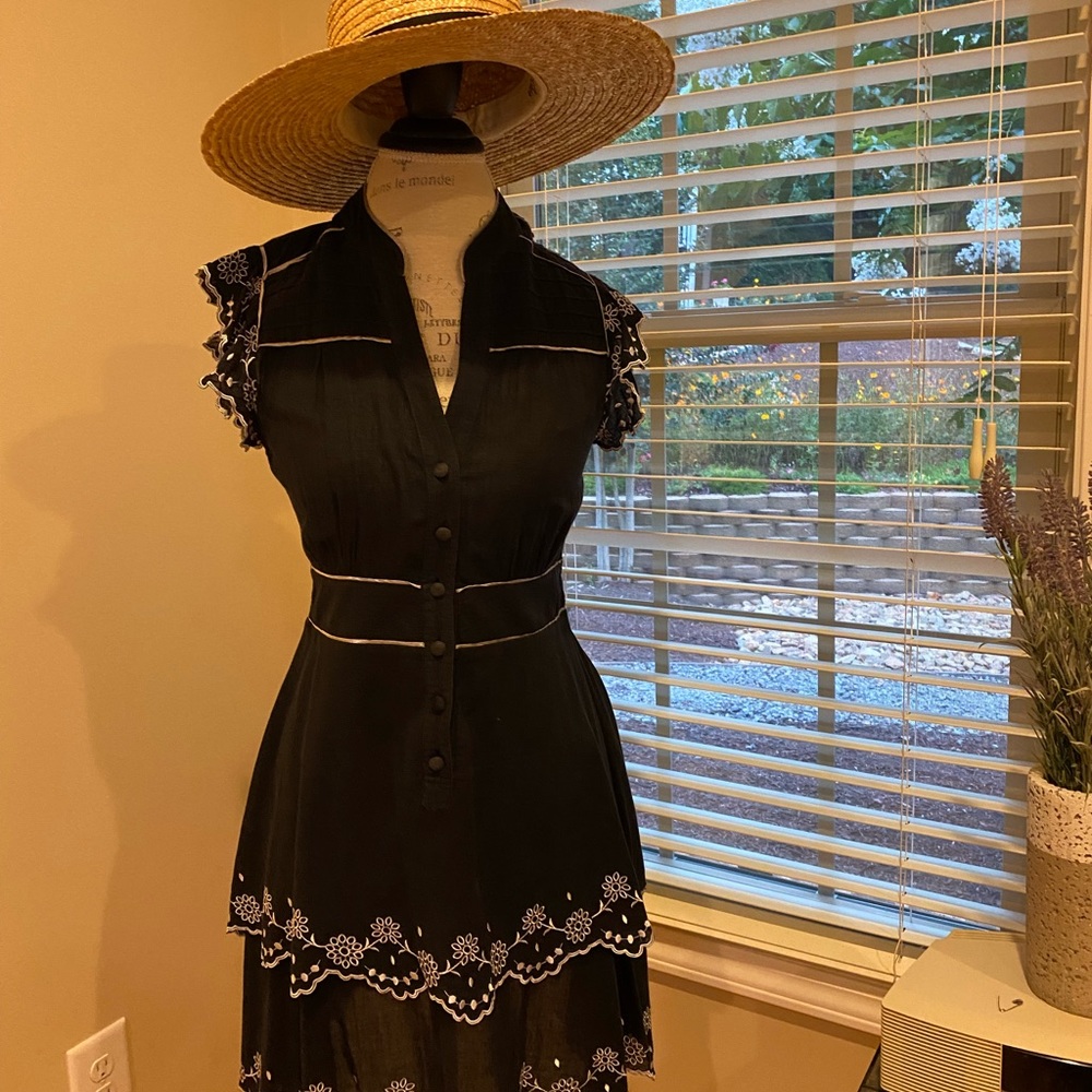 Beautiful embodied dress with mandarin  collar